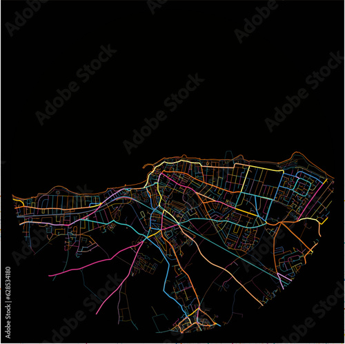 Colorful Map of Margate, South East England with all major and minor roads.