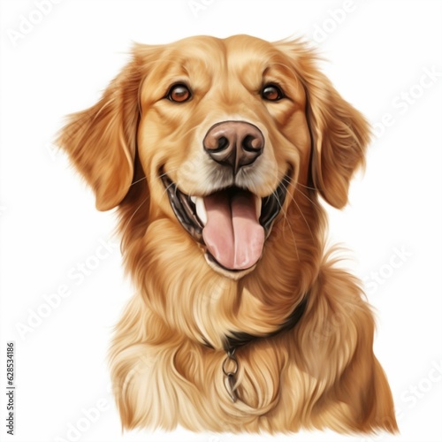 AI generated illustration of a golden retriever on a white background