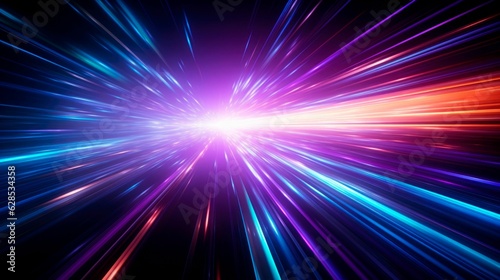 Neon speed light burst Abstract background AI generative illustration