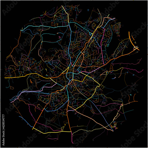Colorful Map of RoyalTunbridgeWells, South East England with all major and minor roads.