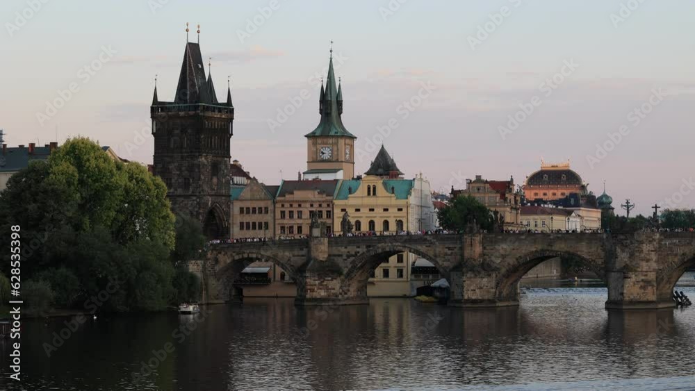 The ancient Charles Bridge and the Bridge Tower which leads into the Old Town. The ancient Charles Bridge and the Bridge Tower which leads into the Old Town.