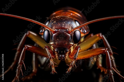 AI generated illustration of a macro of a brown insect with wide eyes © Mishai/Wirestock Creators