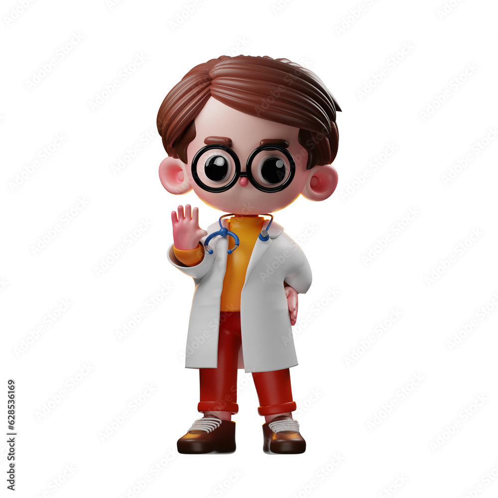3d Male Doctor Character Stop