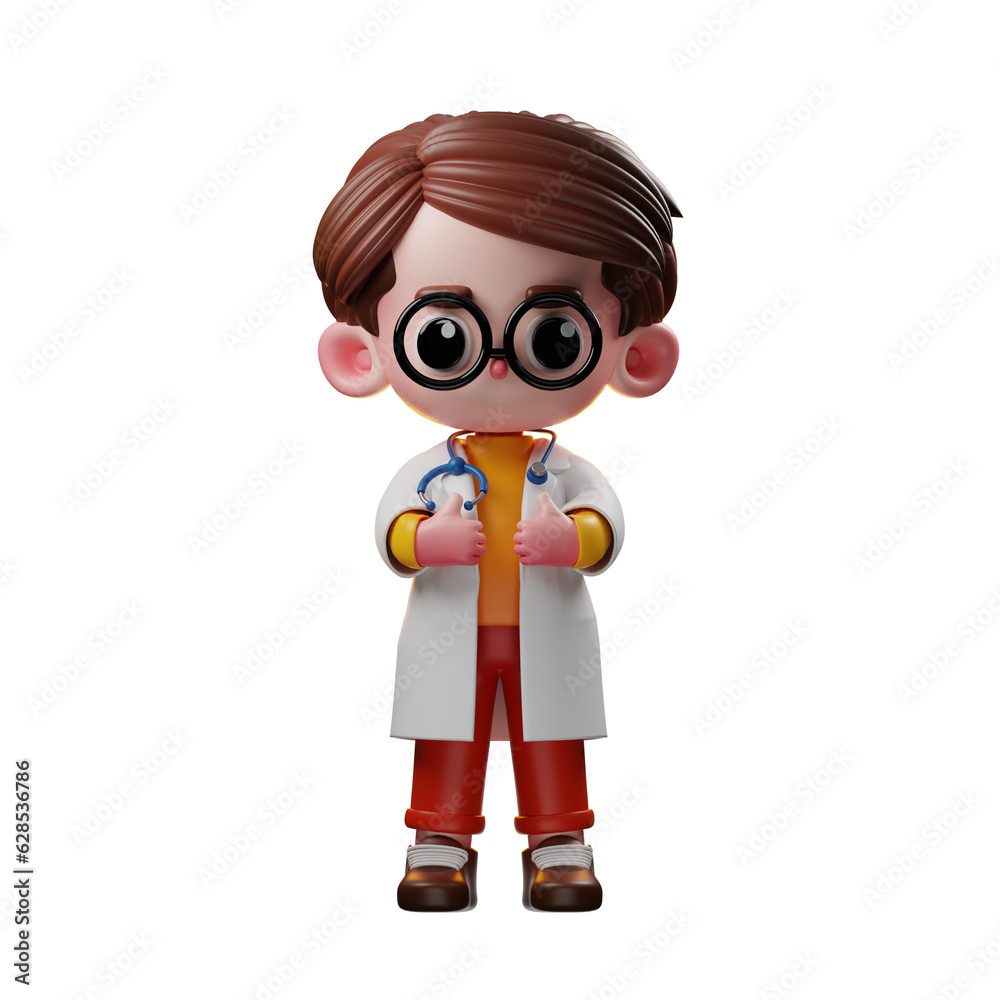 3d Male Doctor Character Thumbs Up