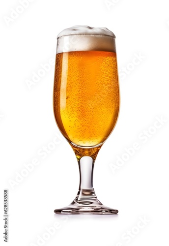 glass of beer on white