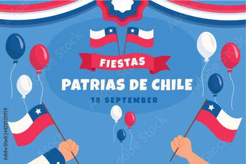 Free vector flat background for fiestas patrias chile photo