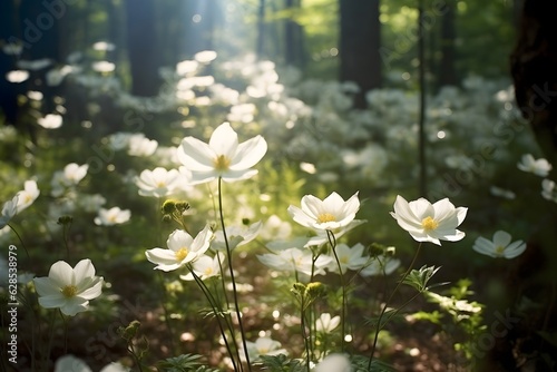 white flowers in the forest