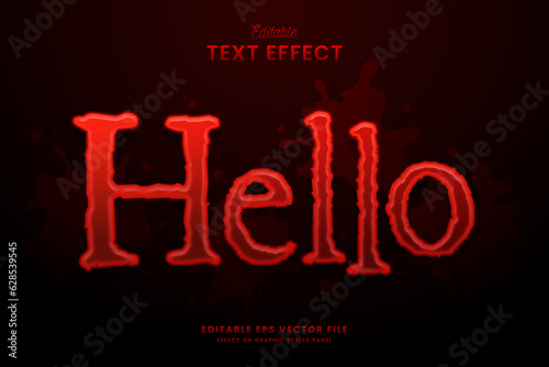 decorative red blood hello editable text effect vector design