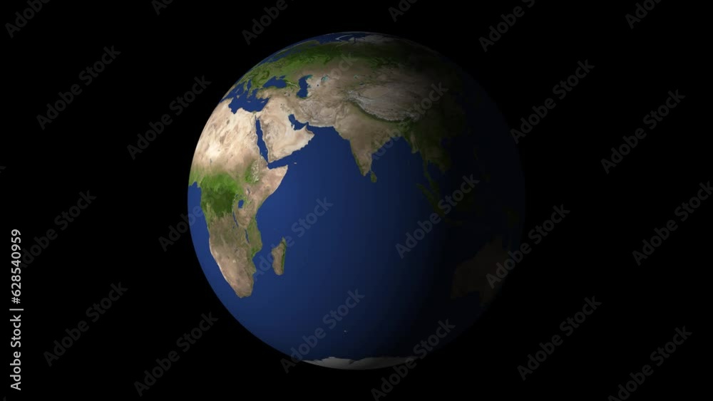 Photo realistic 3d earth slowly spinning on black background. Animation of Planet Earth rotation.s_30 Photo realistic 3d earth slowly spinning on black background. Animation of Planet Earth rotation.s_30