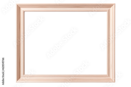 Mockup light wooden frame isolated on white background with empty space for image. Artwork template for painting, photo or poster. 