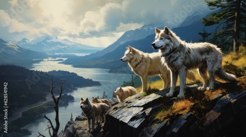 wolves on a mountain © Aliaksei