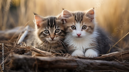 Cute little kittens in the nature. Pet in the nature.