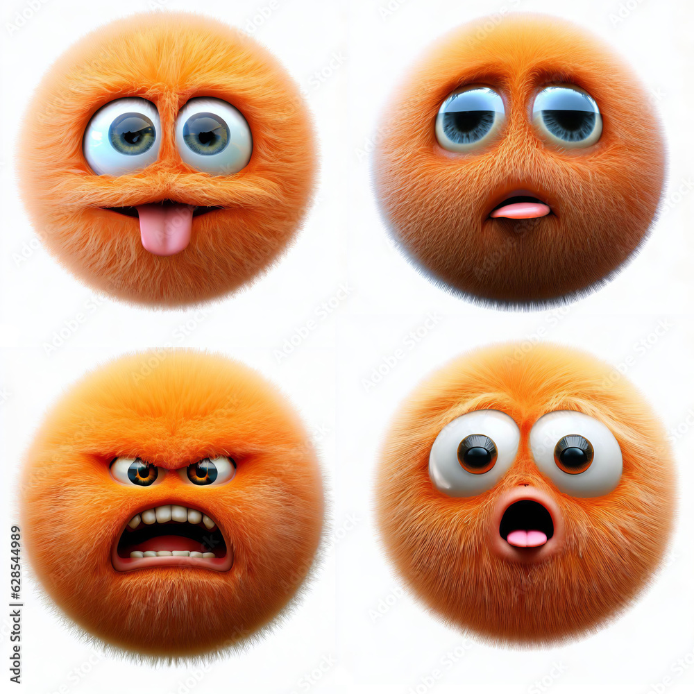 Fuzzy orange emotes on white background Fuzzy orange emotes on white background