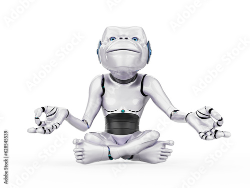 cyber monkey is doing yoga