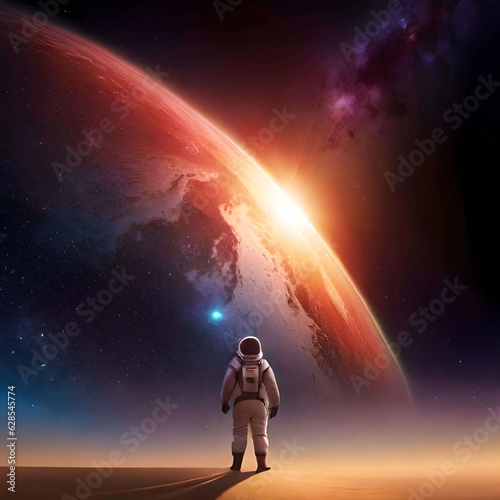 a lonely astronaut in the space,ai generated,high quality photo.