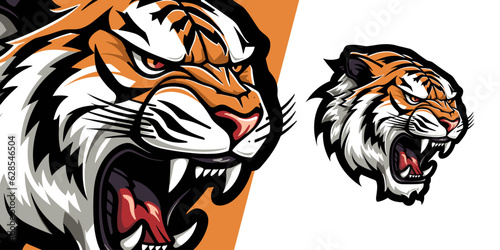 Roaring into Victory: Classic Tiger Mascot Emblem & Badge Vector Logo Design for Sport and Esport Teams