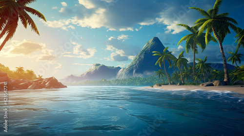 Beautiful tropical island landscape. For backgrounds  covers  banners  booklets  flyers and other summer projects. 