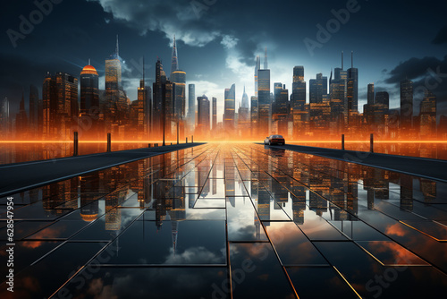 Contemporary city: Abstract and modern cityscape backdrop. Generative AI © Muhammad Shoaib