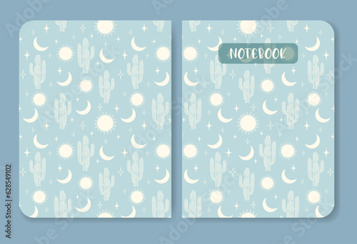Notebook cover with cactus on desert pattern