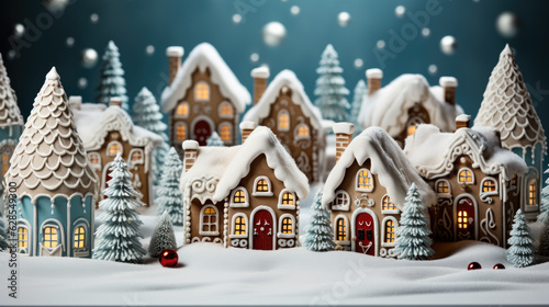 Cute Christmas city with gingerbread houses   