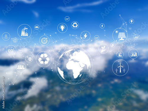 Obraz na plátně ESG environment concept, the use of environmentally friendly renewable energy Using technology to help develop energy that is good for the world