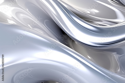 The luxurious silver silk cloth gracefully swaying in the gentle breeze, emanating a heavenly glow. generative AI.