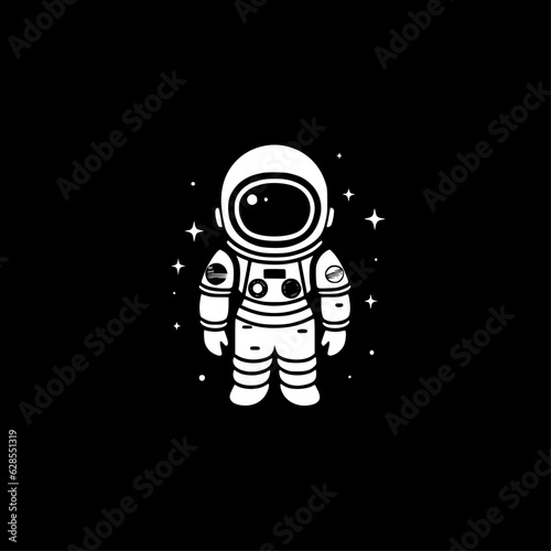 Astronaut - Black and White Isolated Icon - Vector illustration