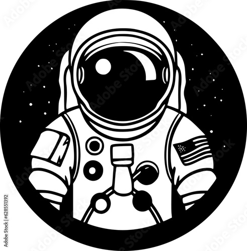 Astronaut - Black and White Isolated Icon - Vector illustration