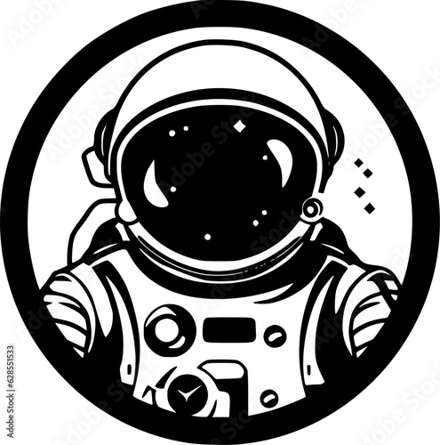 Astronaut - Black and White Isolated Icon - Vector illustration