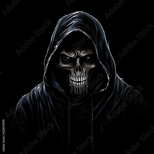 a skull in a hoodie