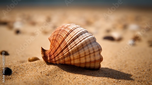 a shell on the sand © White