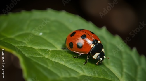 a ladybug on a leaf © White