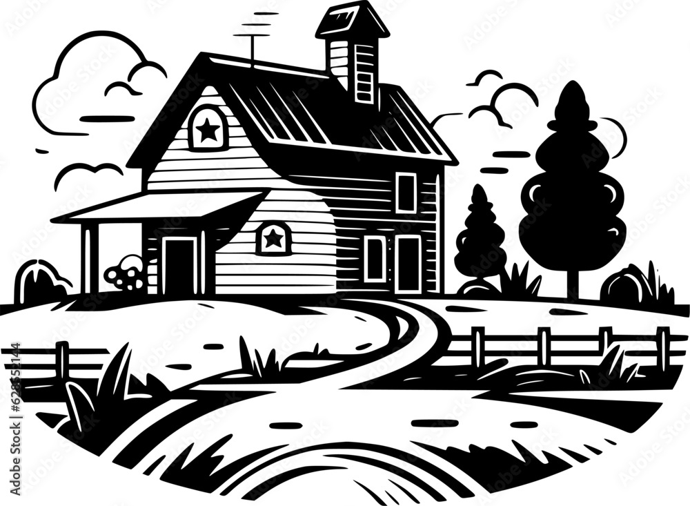 Farmhouse | Minimalist and Simple Silhouette - Vector illustration