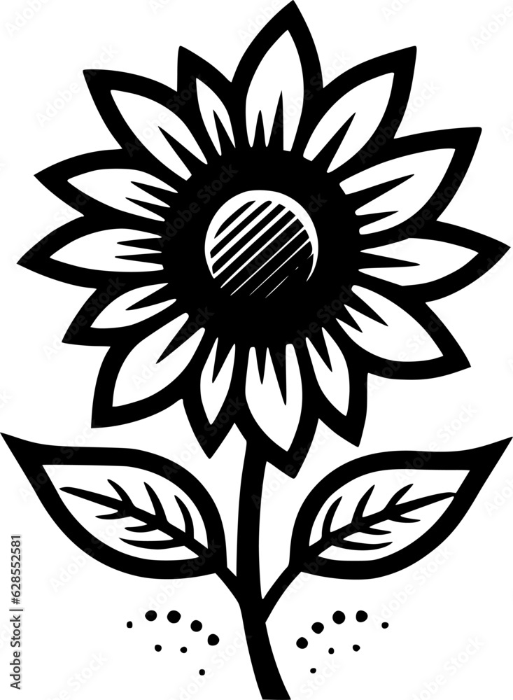 Fototapeta premium Flower | Black and White Vector illustration