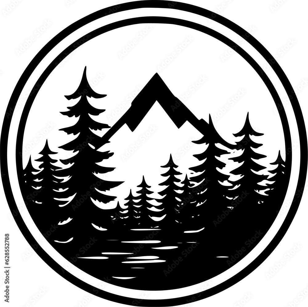 Obraz premium Forest | Black and White Vector illustration
