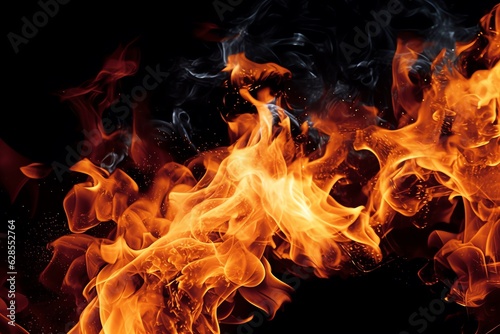 a fire and smoke on a black background