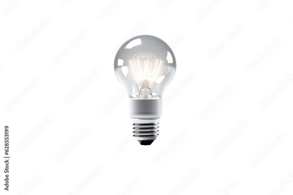 White light bulb isolated on transparent background , generative ai White light bulb isolated on transparent background , generative ai