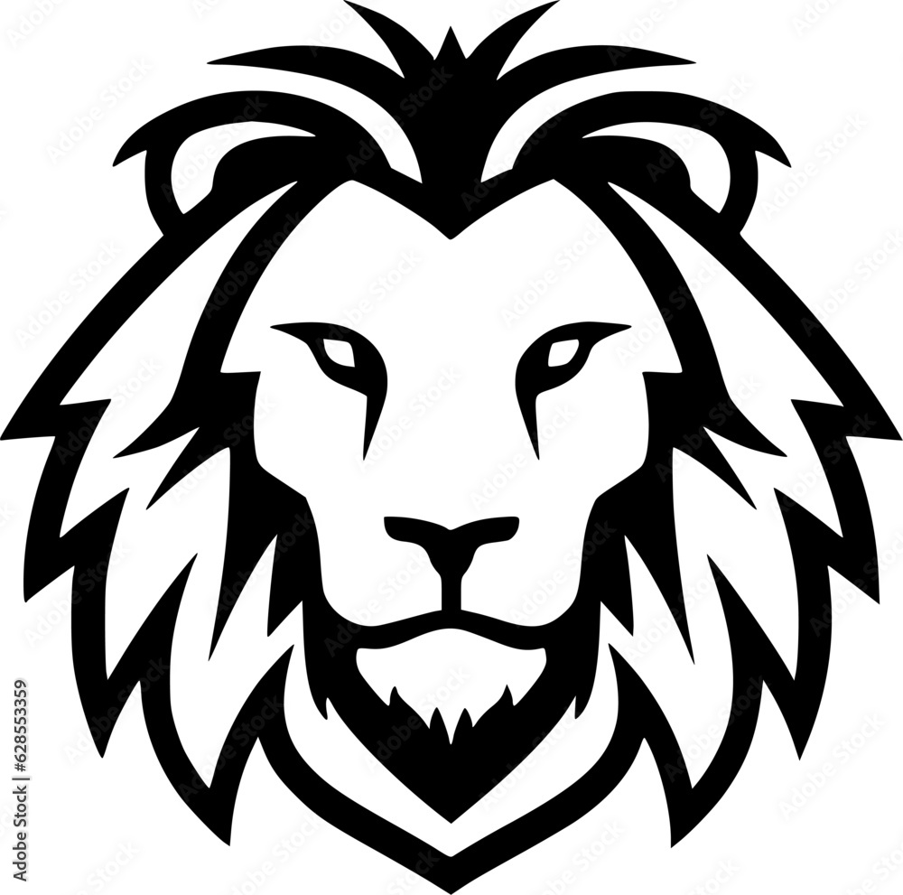 Lion - Black and White Isolated Icon - Vector illustration