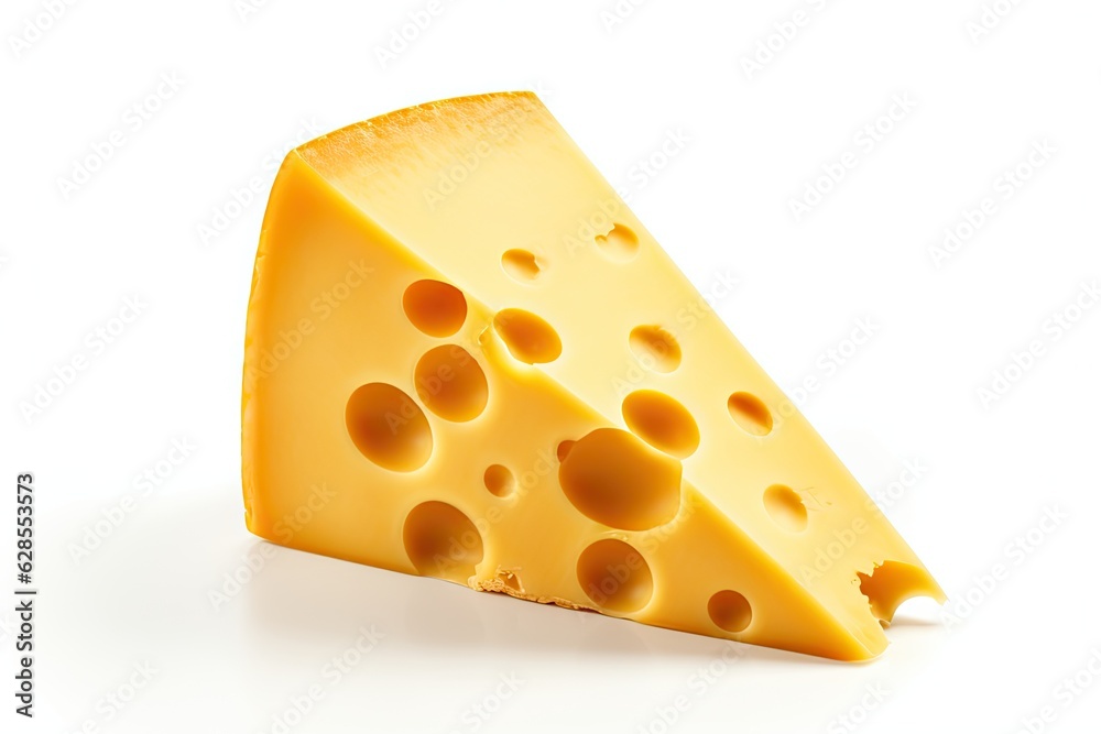 Close up of delicious fresh cut cheese product on white background Close up of delicious fresh cut cheese product on white background