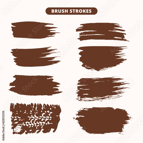 Chocolate color brush stroke collection grunge, banner, vector file