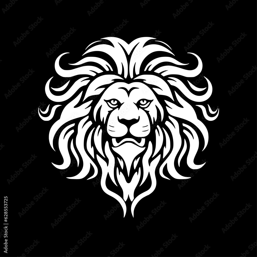 Fototapeta premium Lion - Black and White Isolated Icon - Vector illustration