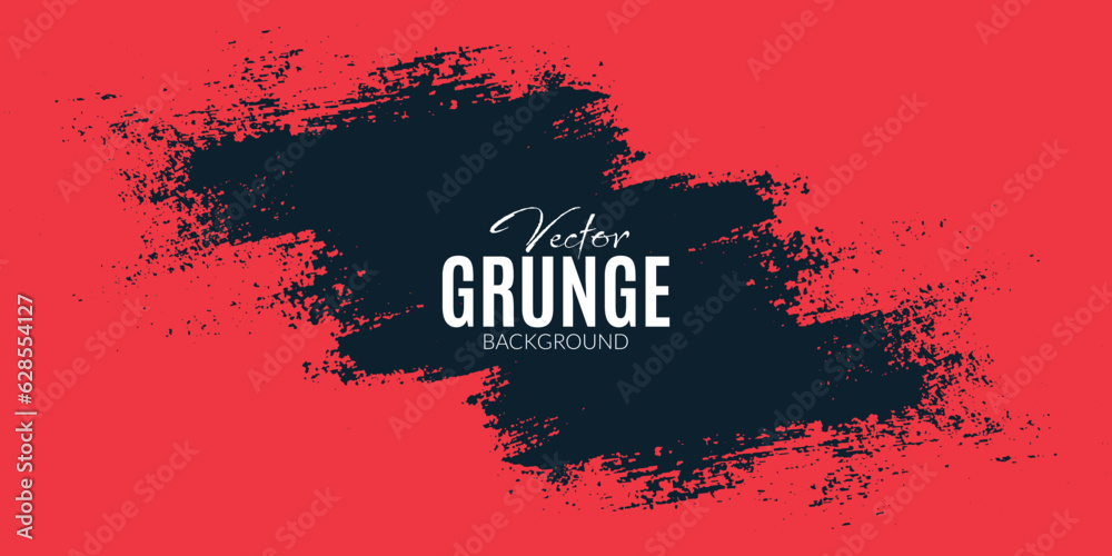 Abstract red grunge paint brush stroke blue background banner or poster design vector file	