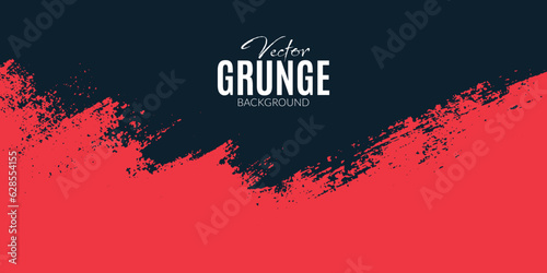 Abstract dark blue and coral red grunge texture background