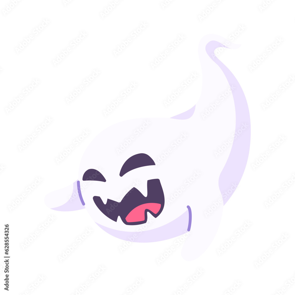 Fototapeta premium cute ghost cartoon ghost in white cloak halloween scary illustration