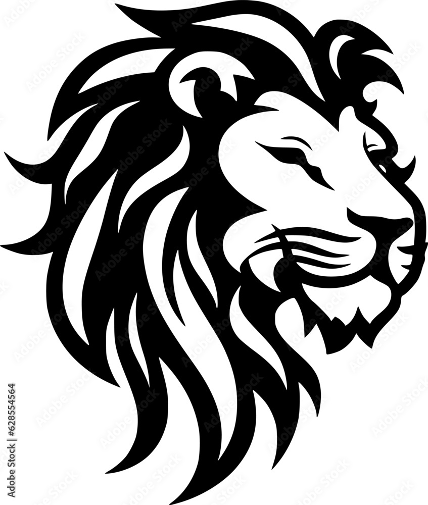 Lion - Black and White Isolated Icon - Vector illustration