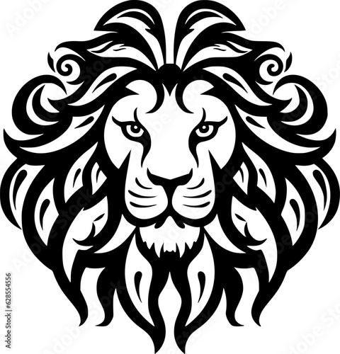 Lion - Black and White Isolated Icon - Vector illustration