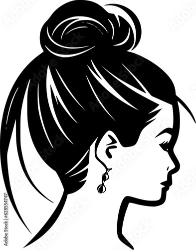 Messy Bun | Minimalist and Simple Silhouette - Vector illustration