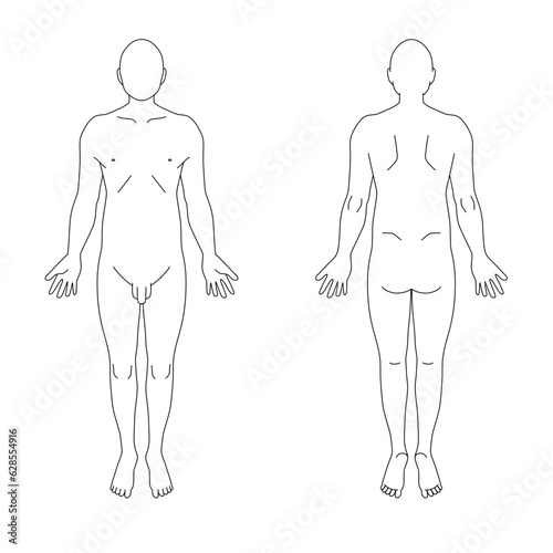 カルテ向け全身シェーマ図（男性）