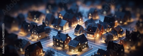 Enchanting Cityscape: A Model of a Magical City Illuminated in Darkness, Generative AI