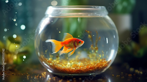 aquarium with a goldfish  a symbol of dreams  fulfillment of desires.